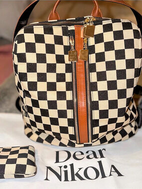 Dear Nikola Colette Checkered Backpack with Matching Pouch